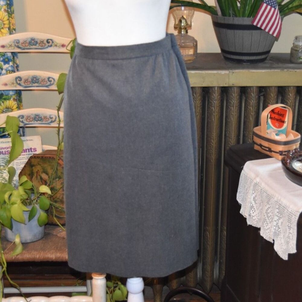 Vintage 80s Pendleton Plus Wool Lined Pencil Skirt Gray Size 2X 22W